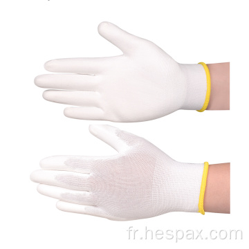 Assemblage de salle blanche antistatique HESPAX Gants en nylon PU blanc